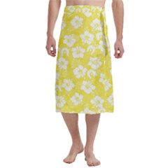 White Hibiscus Flowers With Dhari (yellow) On Traditional Men s Hawaiian Lavalava