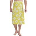 White Hibiscus flowers with Dhari (Yellow) on Traditional Men s Hawaiian Lavalava View1