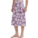 White hibiscus flowers with Dhari, Shark, turtle, and stingray (Purple) on Traditional Men s Hawaiian Lavalava  View2