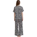 Black White Giraffe Pattern Short Sleeve Long Pants Satin Pajamas Set View4