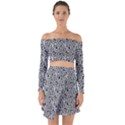 Black White Giraffe Pattern Off Shoulder Top with Skirt Set View1