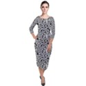 Black White Giraffe Pattern Quarter Sleeve Midi Velour Bodycon Dress View1