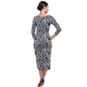 Black White Giraffe Pattern Quarter Sleeve Midi Velour Bodycon Dress View2