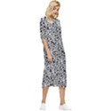 Black White Giraffe Pattern Bow Sleeve Chiffon Midi Dress View3
