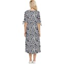Black White Giraffe Pattern Bow Sleeve Chiffon Midi Dress View4