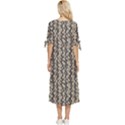 Beige Snake Pattern Bow Sleeve Chiffon Midi Dress View4