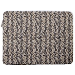 Beige Snake Pattern 17  Vertical Laptop Sleeve Case With Pocket