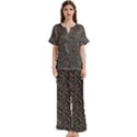 Brown Snake Pattern Short Sleeve Long Pants Satin Pajamas Set View1