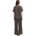 Brown Snake Pattern Short Sleeve Long Pants Satin Pajamas Set View4