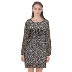 Brown Snake Pattern Long Sleeve Chiffon Shift Dress 