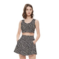 Brown Snake Pattern Women s Crop Top Pleated Skater Rave Skirt