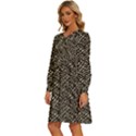 Brown Snake Pattern Women s Round Neck Long Sleeve Bow Deco Dress View2