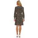 Brown Snake Pattern Women s Round Neck Long Sleeve Bow Deco Dress View4