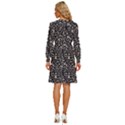 Brown Giraffe Pattern Women s Round Neck Long Sleeve Bow Deco Dress View4