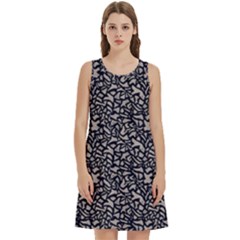 Brown Giraffe Pattern Round Neck Sleeve Casual Dress With Pockets