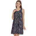 Brown Giraffe Pattern Round Neck Sleeve Casual Dress With Pockets View3