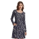 Brown Giraffe Pattern Long Sleeve Knee Length Skater Dress With Pockets View2