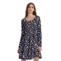 Brown Giraffe Pattern Long Sleeve Knee Length Skater Dress With Pockets View3