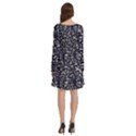Brown Giraffe Pattern Long Sleeve Knee Length Skater Dress With Pockets View4