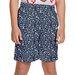 Blue Giraffe Pattern Kids  Basketball Shorts