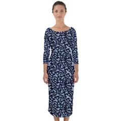 Blue Giraffe Pattern Quarter Sleeve Midi Bodycon Dress