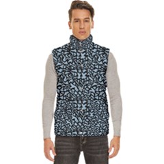 Blue Giraffe Pattern Men s High Neck Button Up Puffer Vest