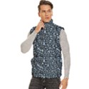 Blue Giraffe Pattern Men s High Neck Button Up Puffer Vest View2