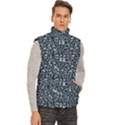 Blue Giraffe Pattern Men s High Neck Button Up Puffer Vest View3