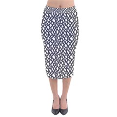 Black White Snake Pattern Velvet Midi Pencil Skirt
