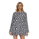 Black White Snake Pattern Round Neck Long Sleeve Bohemian Style Chiffon Mini Dress View1
