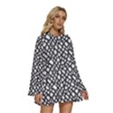 Black White Snake Pattern Round Neck Long Sleeve Bohemian Style Chiffon Mini Dress View3