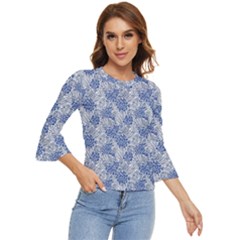 Blue Roses Bell Sleeve Top