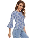 blue roses Bell Sleeve Top View3