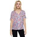 Floral Mix Bow Sleeve Button Up Top View1