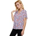Floral Mix Bow Sleeve Button Up Top View2