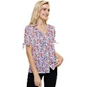 Floral Mix Bow Sleeve Button Up Top View3