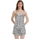 Grey Roses V-Neck Satin Loungewear Set View1