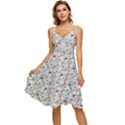 Grey Roses Sleeveless Tie Front Chiffon Dress View1