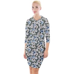 Roses Quarter Sleeve Hood Bodycon Dress