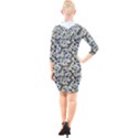 Roses Quarter Sleeve Hood Bodycon Dress View2