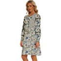Roses Grey Roses Women s Round Neck Long Sleeve Bow Deco Dress View2