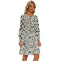 Roses Grey Roses Women s Round Neck Long Sleeve Bow Deco Dress View3