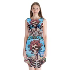 Grateful Dead Hippie Peace Roses Rock Music Legend Sleeveless Chiffon Dress  