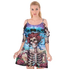 Grateful Dead Hippie Peace Roses Rock Music Legend Cutout Spaghetti Strap Chiffon Dress