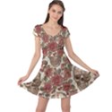 Skull And Roses Flowee Flora Floral Patterns Pattern Cap Sleeve Dress View1