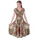 Skull And Roses Flowee Flora Floral Patterns Pattern Cap Sleeve Wrap Front Dress View1