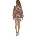Skull And Roses Flowee Flora Floral Patterns Pattern Women s Long Sleeve Button Up Shirt View4