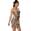 Skull And Roses Flowee Flora Floral Patterns Pattern Long Sleeve One Shoulder Mini Dress View3