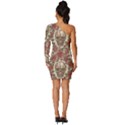 Skull And Roses Flowee Flora Floral Patterns Pattern Long Sleeve One Shoulder Mini Dress View4
