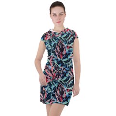 Leaves Nature Pattern Patterns Colorful Drawstring Hooded Dress